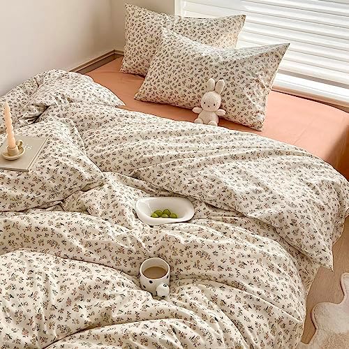 Boho Floral Comforter Set Twin XL Garden Style Bohemian Flowers Comforter for Twin XL Bed Fluffy Soft Girl Floral Bedding Comforter with 2 Pillowcases Vintage Botanical Comforter Set All Season