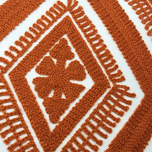 Alysheer Boho Embroidered Throw Pillow Cover 18"x18" Set of 2, Burnt Orange