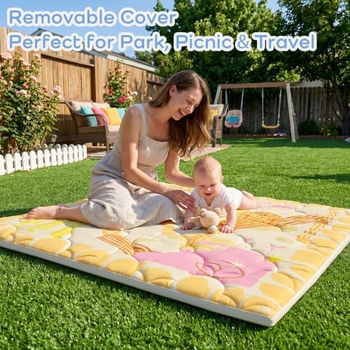 1.6" Thick Baby Play Mat, 71x59 Removable & Machine Washable Cover