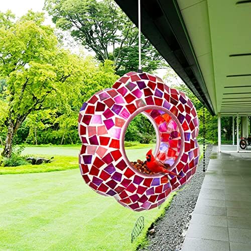 Yinns Bird Feeder, Hanging Mosaic Fly Through Birdfeeder Garden Yard Decor