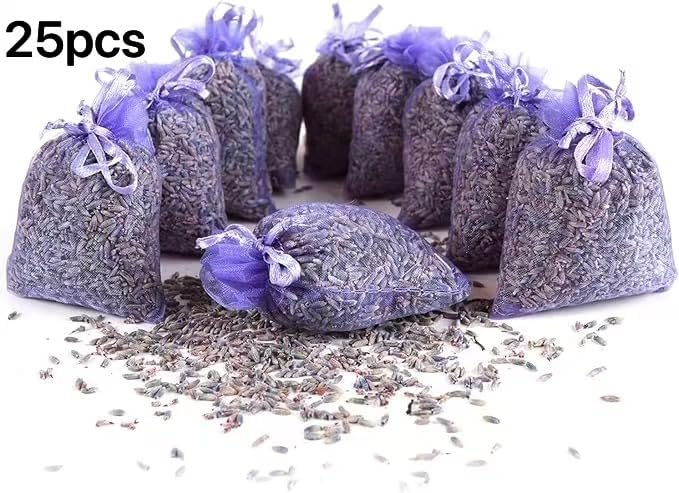 Lavender Sachets (25 Pack) -French Lavender Sachets Closets Fresh Scents, Set of 25, Lavendar Home Fragrance Sachets for Drawers and Closets