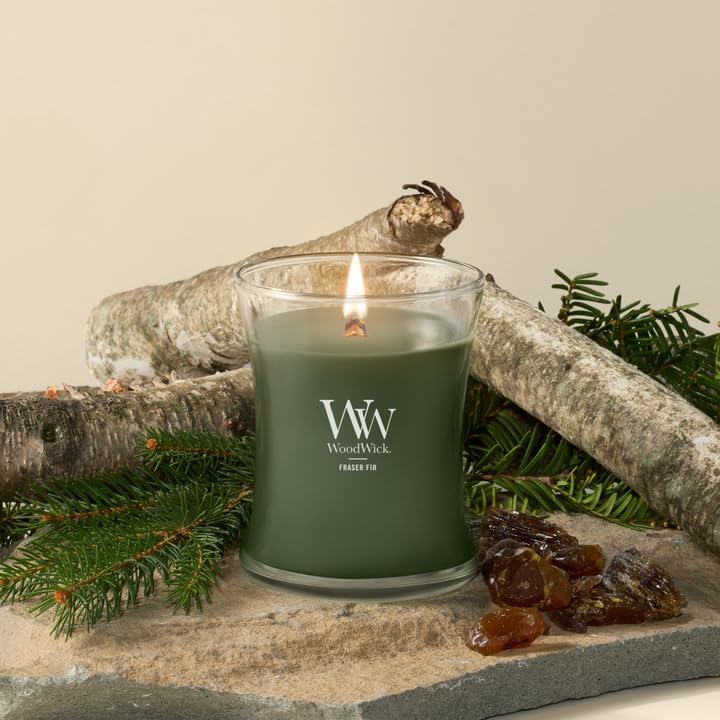 WoodWick Fraser Fir Scented Candle, Crackling Wick, 9.7oz