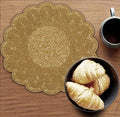 Lightnpro Decorative Beaded Placemats Set of 2 – 13 Inch Gold Round Scalloped Charger Mats, Elegant Handmade Artisan Gold Beaded Table Accessories Décor for Dining, Kitchen, Weddings & Parties