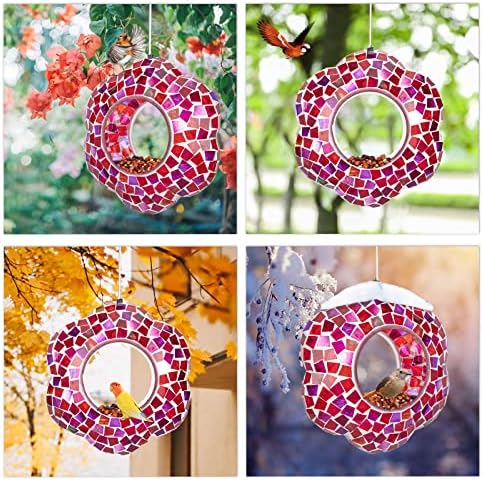 Yinns Bird Feeder, Hanging Mosaic Fly Through Birdfeeder Garden Yard Decor