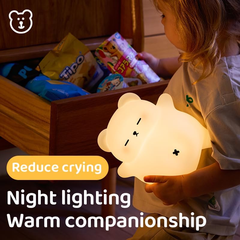 Sleeping Snoring Bear Night Light Nursery lamp for Kids,3-Level Dimmable,
