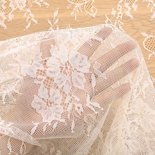 Pack of 6 Lace Tablecloth Ivory Table Fabric 60x120 Inch for Rustic Wedding