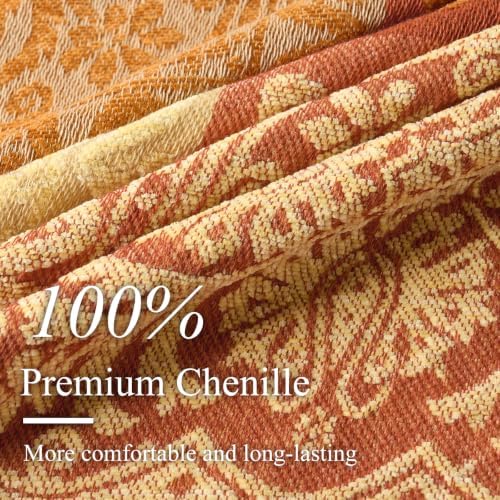 Boho Throw Blanket, Chenille Jacquard Couch Throw with Tassels