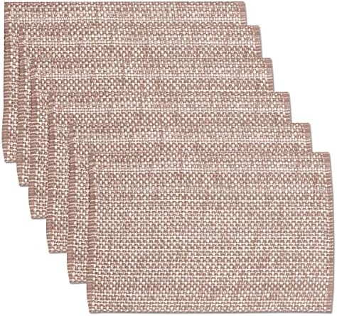 Sweet Home Collection 100% Cotton Placemats for Dining Room Rectangle Two Tone Woven Fabric 13" x 19" Soft Durable Table Mat Set, Set of 6, Taupe