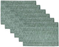 Sweet Home Collection 100% Cotton Placemats for Dining Room Rectangle Two Tone Woven Fabric 13" x 19" Soft Durable Table Mat Set, Set of 6, Light Green