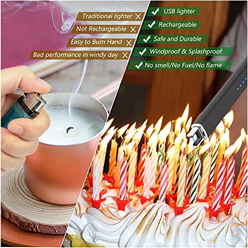 MEIRUBY Electric Lighter Candle Lighter Rechargeable USB Lighter Arc Lighters for Candle Camping Family Use Black