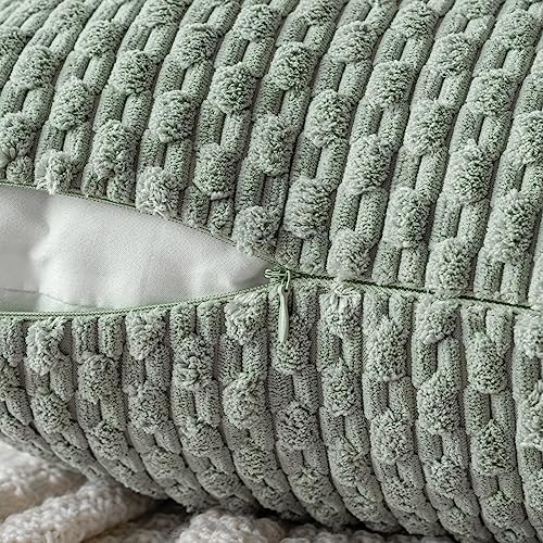 MIULEE Lumbar Decorative Throw Pillow Covers 12x20 Greyish Green Corduroy