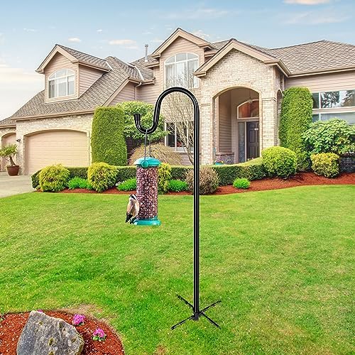 Shepherd Hooks for Outdoor, 2 Pack 94 Inch Bird Feeder Pole with 5 Prongs Base for Hanging Lantern, Hummingbird Feeder, Lightweight Plant, Shepherds Hook for Bird Feeders for Outside