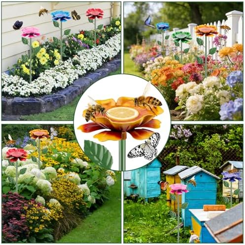 6 Pack Bee Watering Station, Metal Bee Bath, Butterfly Watering Station