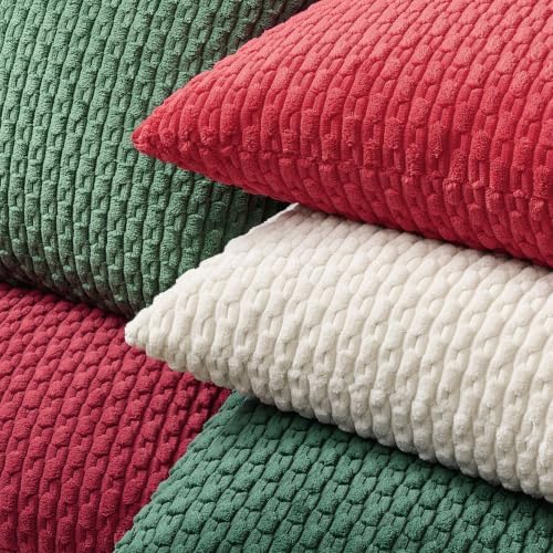 Kevin Textile Soft Corduroy 16x16 Inch Pillow Covers 2 Pack, Dark Green