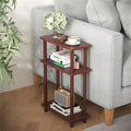Apicizon Small Narrow Side Table, 3-Tier Skinny End Table, Dark Brown