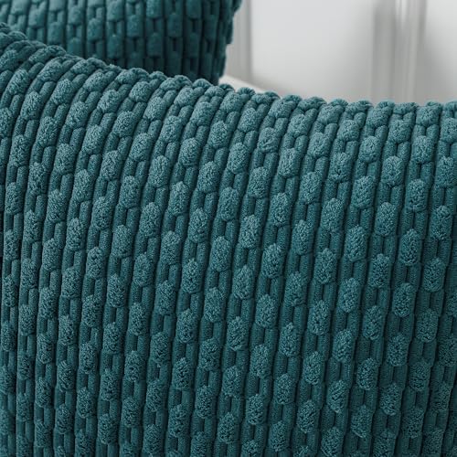 Kevin Textile Soft Corduroy 16x16 Inch Pillow Covers 2 Pack, Teal Blue