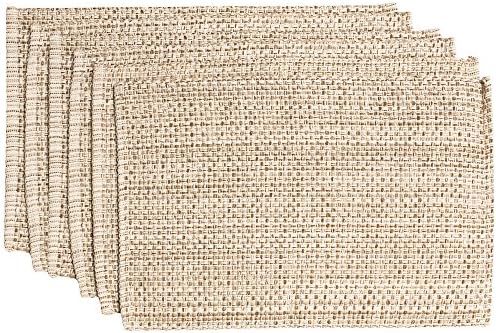 Sweet Home Collection 100% Cotton Placemats for Dining Room, Two Tone Woven Fabric, Soft Durable Table Mat Set, Set of 6, Eggshell, Rectangle 13" x 19" (Pack of 12)