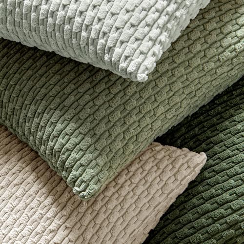 MIULEE Euro Sham Decorative Throw Pillow Covers 24x24 Sage Green Corduroy