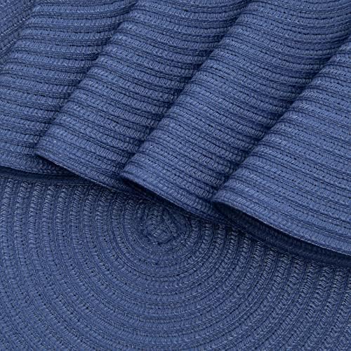 SHACOS Round Placemats Set of 6 Washable 15 inch Round Table Mats Cotton Polyester Woven Braided Place Mats for Dining Table (Sail Blue, 6)