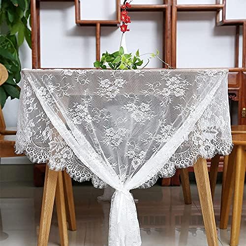 LuoluoHouse Lace Tablecloth White Wedding Tablecloths 60x120 Inch Vintage