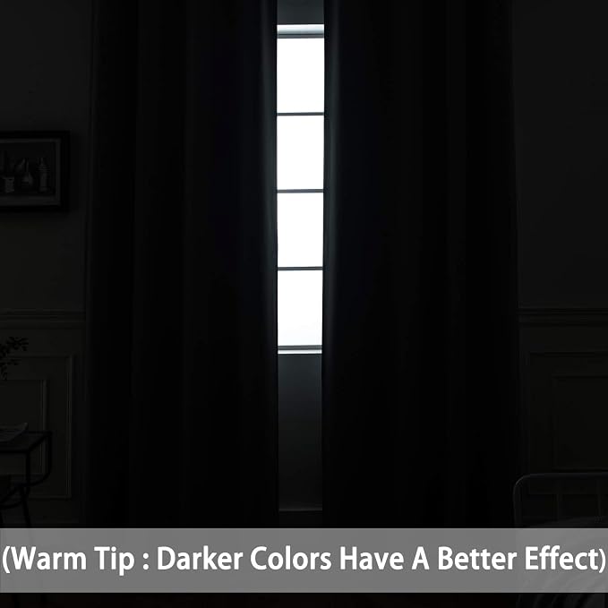 Yakamok Room Darkening Curtains 52x45 inch Length Black-Living Room | 2 panels - Image 2