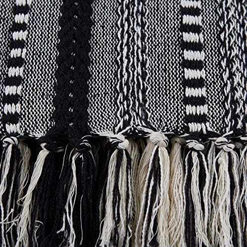 DII Braided Striped Decorative Throw Blanket, 50x60, Black (Pack of 12)