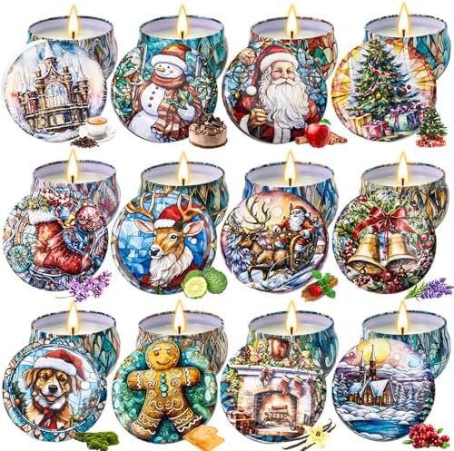 Christmas Candles Gift Set, 12 Pack Scented Candles for Women