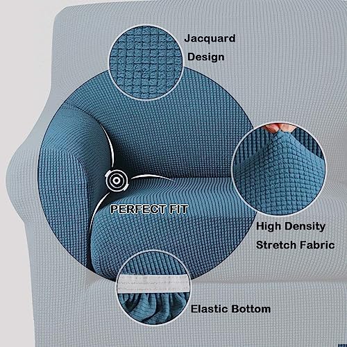 2 Piece Chair Covers Chair Slipcovers For Living Room Armchair Sofa Covers Chair Couch Cover with Arms Washable Furniture Protector for Chairs 85% polyester, 15% Spandex Fabric (Chair,DustyBlue)