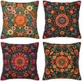 Floral Mandala Decorative Throw Pillow Covers 18x18 Inch Set of 4