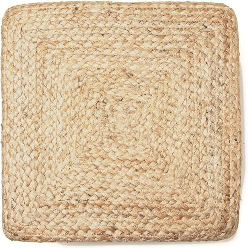 · REDEARTH · Cube Pouf Ottoman - Classic Jute Poof - Natural, Set of 2