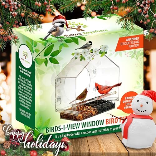 Window Bird Feeder with Strong Suction Cups, 2 Pack, Bird Feeders Outdoor