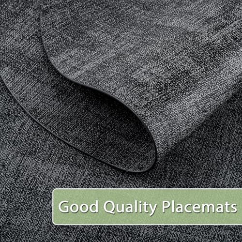 Faux Leather Oval Placemats Set of 8, Charcoal