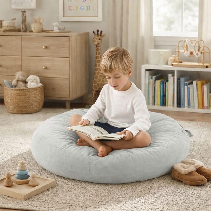 Large Floor Cushion for Kids, 32 Inch Round - Blue