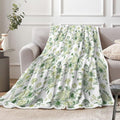 Green Floral Throw Blanket, Botanical Floral Blanket, Soft, Flannel, Warm, Boho Floral Bed Blanket All Season Floral Throw Blanket for Couch Bedroom Living Room 60X80 Inch