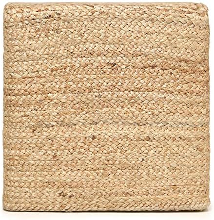 · REDEARTH · Cube Pouf Foot Stool Ottoman - Classic Jute Poof - Natural