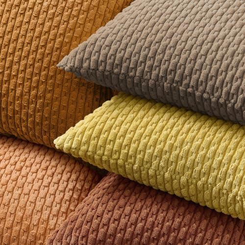 Kevin Textile Soft Corduroy 12"x20" Lumbar Pillow Covers 2 Pack Light Brown