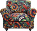 SearchI Stretch Sofa Cover Printed Couch Covers, Floral Pattern 2 Piece Armchair Slipcover with Separate Chair Cushion Cover, Washable Furniture Protector for Living Room(Armchair, Paisley Pattern)