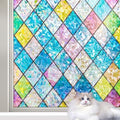 LEMON CLOUD Stained Glass Window Privacy Film Static Cling, 35.4″ x 78.7″