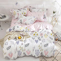 BuLuTu Floral Love Print Girls Duvet Cover Full White/Pink Cotton Premium Blossom Kawaii Reversible Kids Bedroom Comforter Cover Queen Duvet Cover for Toddler,Teen,Lightweight,Zipper Closure