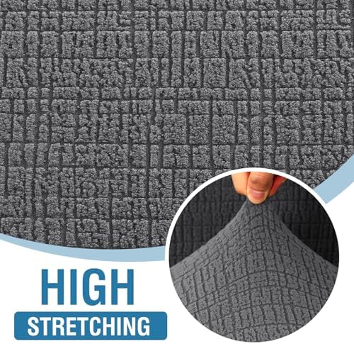 H.VERSAILTEX Jacquard Sofa Slipcover with Waterproof Seat Furniture Protector 1 Piece Stretch Sofa Covers with Elastic Bottom for Kids, Pets, Dog(Sofa L, Grey)