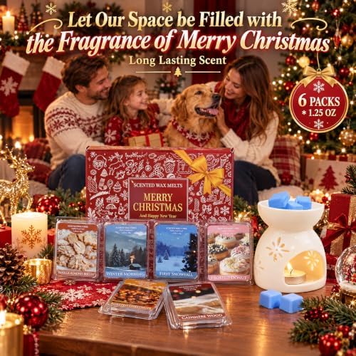 STRN Christmas Wax Melts, Fall Winter Scented Soy Wax Cubes, 6 Scents