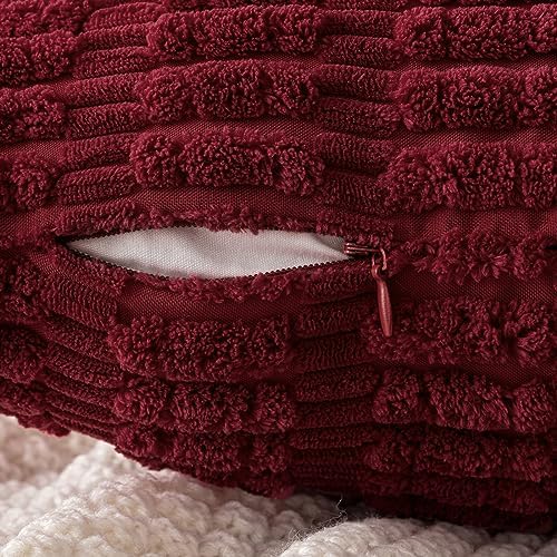 MIULEE Christmas Corduroy Decorative Throw Pillow Covers 20x20 Burgundy