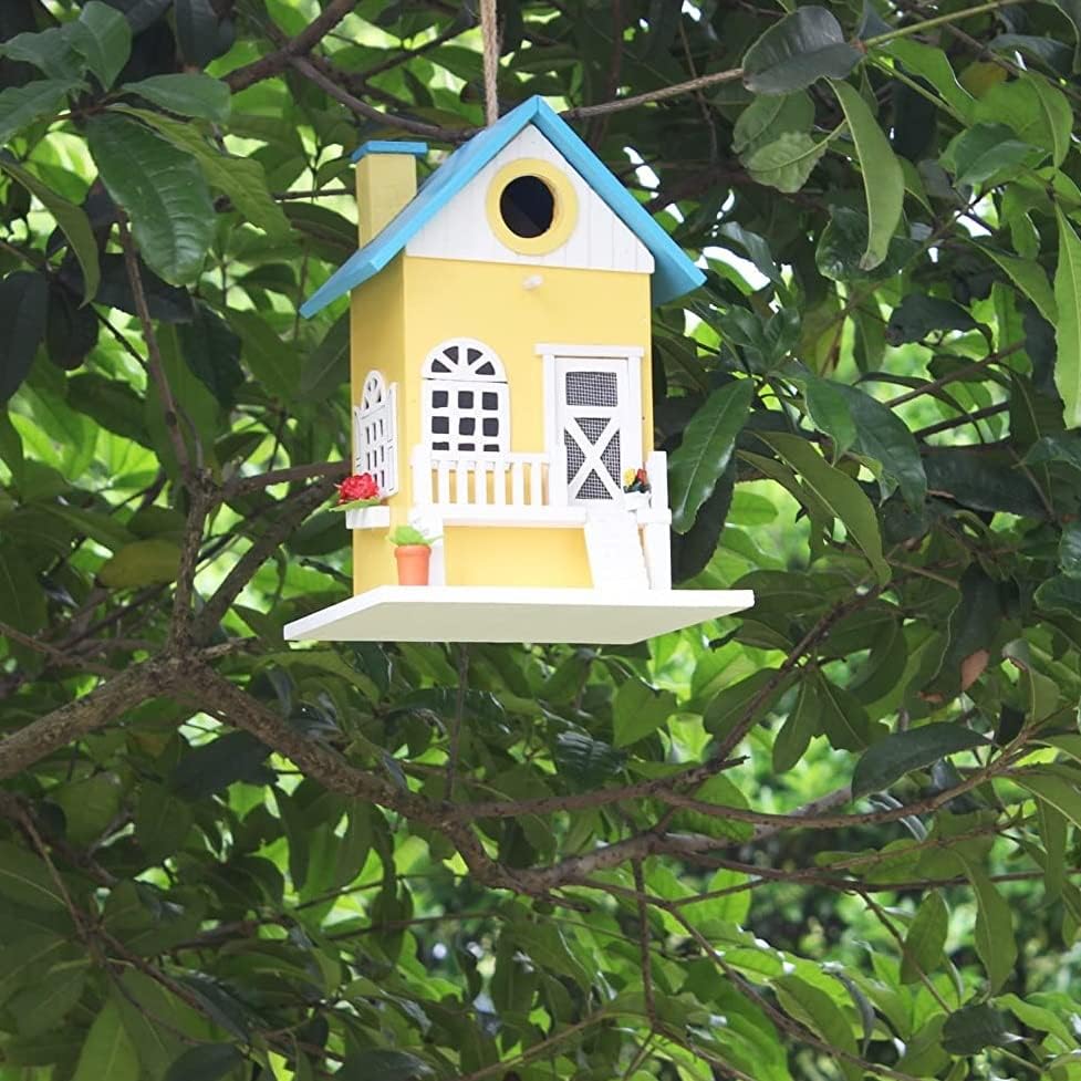 CARTMAN Colorful Hanging Wooden Birdhouse Feeder