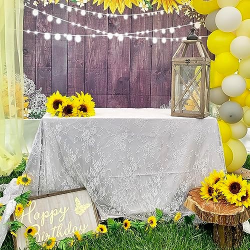 LuoluoHouse Lace Tablecloth White Wedding Tablecloths 60x120 Inch Vintage