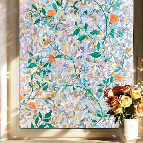 ADD.HERES Rainbow Window Privacy Film, Stained Glass Cling, 17.5" x 78.7"