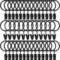 40 Pack Metal Curtain Rings with Clips, 1.26 in ID, Black