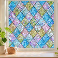 Sunbaby Stained Glass Winodw Film, Rainbow Lattice Stickers, 17.5" x 78.7"