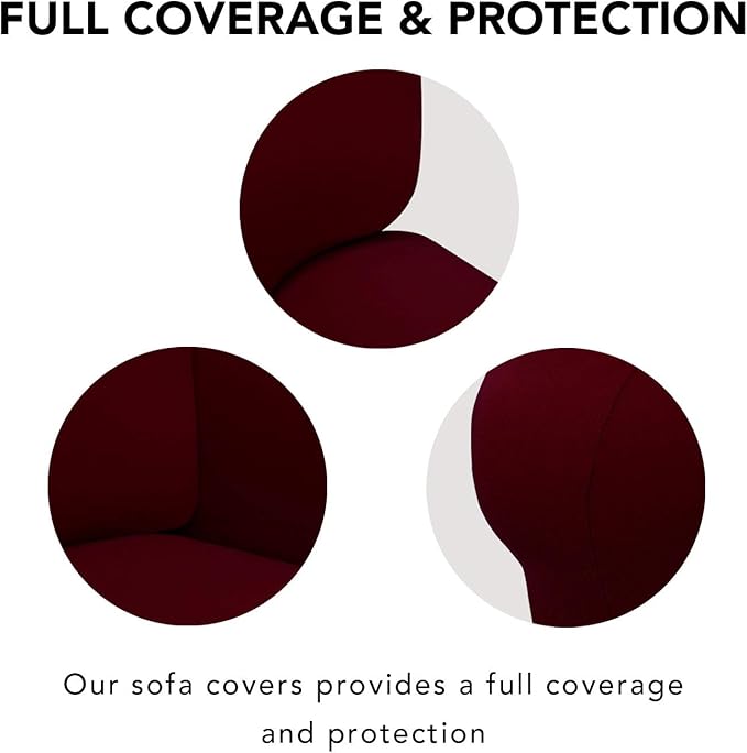 PureFit Stretch Oversized Couch Covers Fleece Sofa Slipcovers Wine | 1-Piece - Image 3