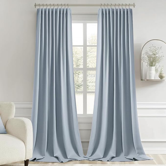 MIULEE Light Blue Back Tab Blackout Curtains 52x96 Inch Long 2 Panels Set | Rod - Image 9