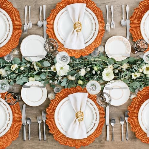 MAONAME Orange Charger Plates Set of 12, Reef Chargers for Dinner Plates